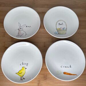 Rae Dunn Magenta Easter Plates Bunny Hop Basket Hunt Chick Chirp Carrot Crunch